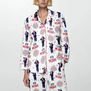 Trump 45 47 President Sleepwear, Cozy Holiday Wear, Trump Family Sleepwear, Dancing Trump Pajamas Set