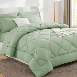 Orbby Sage Green Queen Comforter Set – 5 Piece Ultra Soft Microfiber Bed in a Bag, All Season Bedding with Deep Pocket Sheets