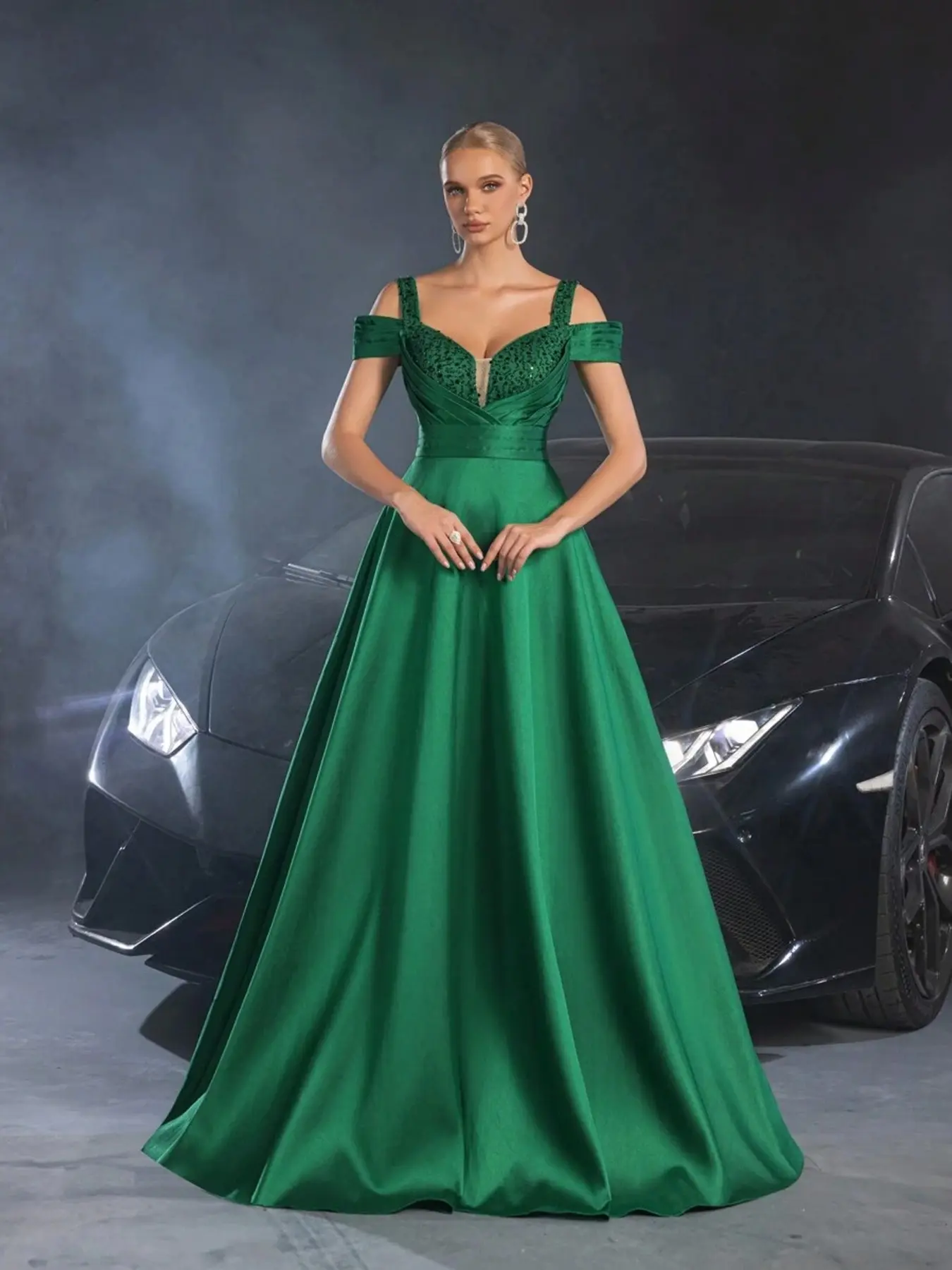 Ladies' Emerald Green Off-Shoulder Satin Evening Gown with Sequined Bodice for Proms Weddings and Formal Galas Flowing Skirt and Fitted Structure Womenswear Thick Elegance Fabric - TikTok Shop Ladies' Emerald Green Off-Shoulder Satin Evening Gown with Sequined Bodice for Proms Weddings and Formal Galas Flowing Skirt and Fitted Structure Womenswear Thick Elegance Fabric - TikTok Shop