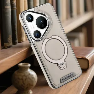 For Huawei Pura 70 80 Pro Plus Ultra Case Electroplate Magnetic Embossed Leather Edge Covered 360 Rotation Metal Bracket Cover