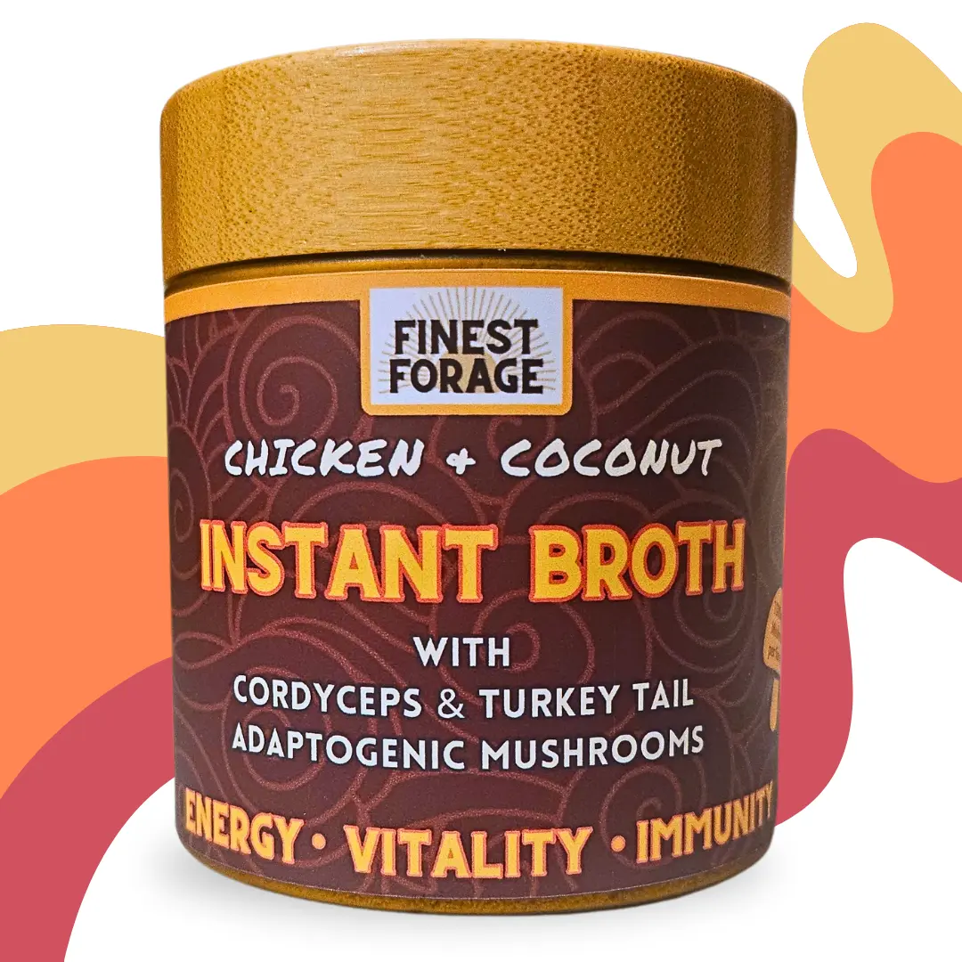 Finest Forage Chicken & Coconut Instant Broth Mix w/ Cordyceps & Turkey Tail Adaptogenic Mushrooms