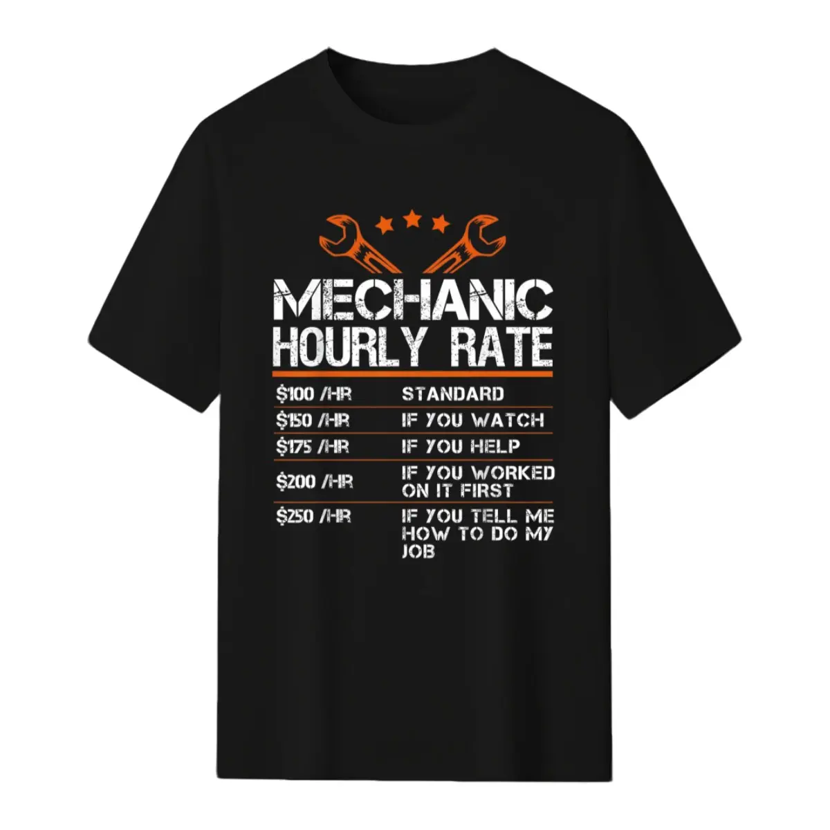 Summer t Shirts Funny Mechanic Hourly Rate Auto Repair Mechanic Labor Rates T-Shirt