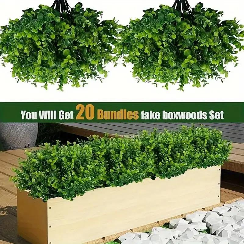 20-Piece Set UV Resistant Artificial Boxwood Shrubs and Trees for Outdoor & Indoor Weddings Decorations