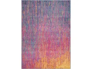 212 MAIN 7x10 ft. Rectangle Powerloomed Stain-Proof Area Rug, Rainbow Hue Abstract Stripes, Ideal for Contemporary Home Decor