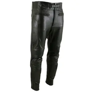 Milwaukee Leather Men's Premium Black Cowhide Leather Motorcycle Casual Rider Pants