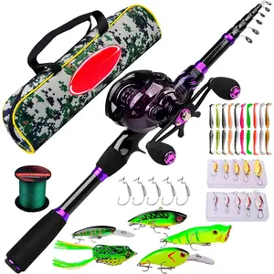 Fishing Rod and Reel Combo - 6.9ft Telescopic Spincast Rod with Left Handed Baitcasting Reel Combos - Sea Saltwater Freshwater Ice Bass Fishing Tackle Set - Fishing Rods Kit : Sports & Outdoors