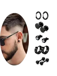 Punk Style Stainless Steel Earrings, Ear Studs, Fashion Rhinestone Decor Jewelry for Party, Daily Decor, Trendy All-match & Exquisite Jewelry for Birthday Gift