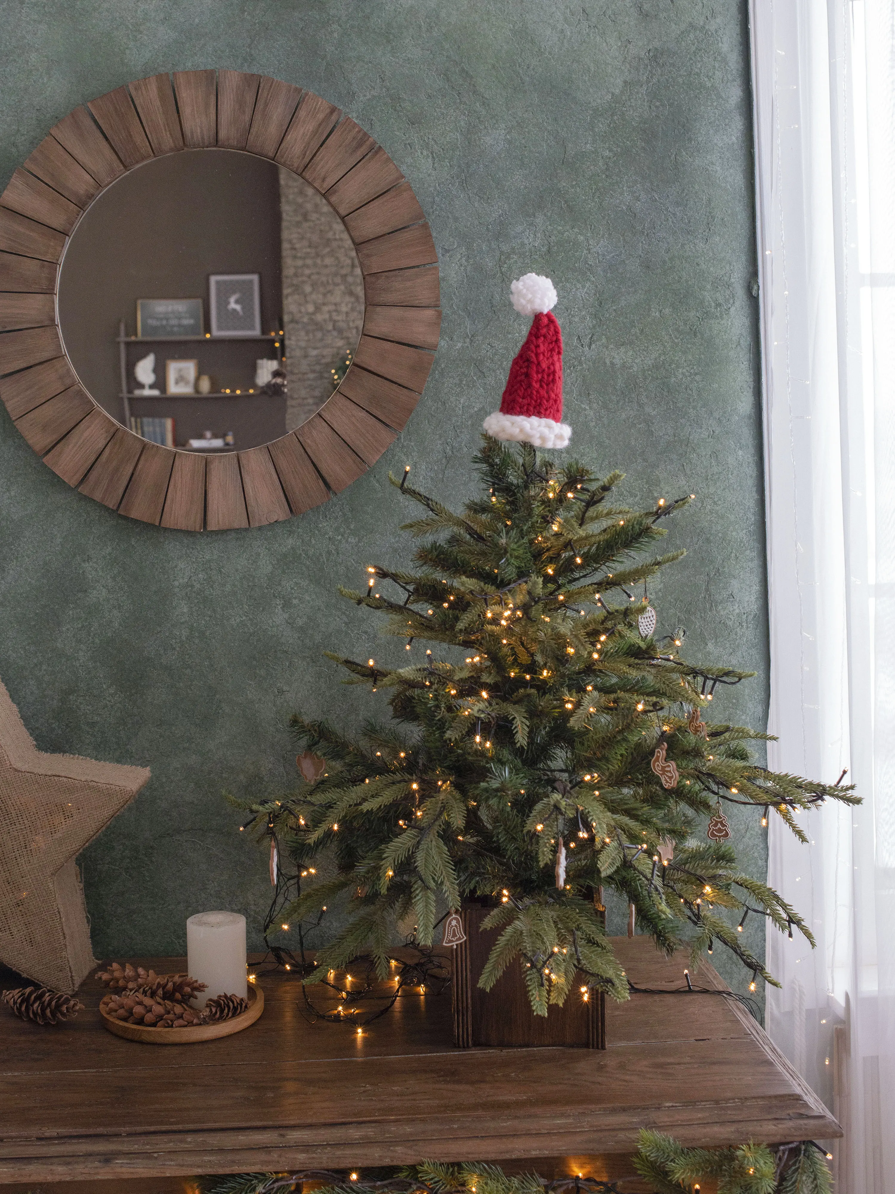Knitted Santa Hat Christmas Tree Toppers | US Stock