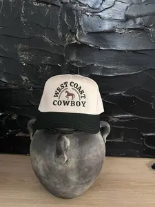 West Coast Cowboy Canvas Hat, Embroidered Hat, Trendy Trucker Hat