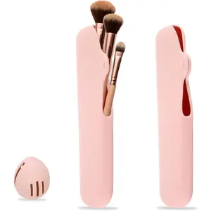 Travel Makeup Brush Holder & Beauty Blender Holder - Silicone Make Up Brush Organizer Case with Makeup Sponge Holder Cowboy Plush Christmas Ornament Set Crystal Growing Tree Kit