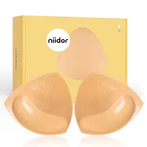 Falorda Fabric Bra Inserts Breast Pads Sticky Inserts Add a Cup Breast Pads Waterproof Bra Pad for Bikini Swimsuit Dress nip covers