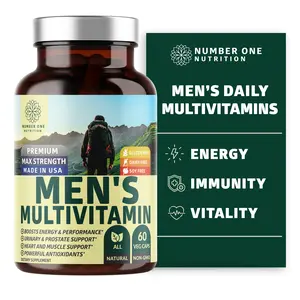 Men's Daily Multivitamin Multimineral Supplement [Gluten Free, Non-GMO], Vitamins A C E D B1 B2 B3 B5 B6 B12, Magnesium, Biotin, Sprulina, and Zinc, 60 Veg Caps