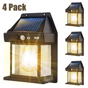 4 Pack Solar Wall Lantern Lights with Motion Sensor, 3 Modes Dusk to Dawn, IP65 Waterproof Outdoor LED Security Light for Porch Front Door Garage Patio