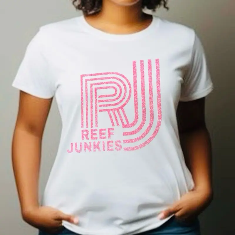 UNISEX REEF JUNKIES SPARKLE T-Shirt - White Crew Neck with Unique Design & Palm Tree - Versatile Menswear Top for Beach Lifestyle Womenswear Tshirt Graphic Fashion