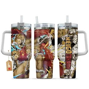 [Sip40 Otaku] My Hero Academia Keigo Takami 40oz Stainless Steel Travel Mug With Handle, Hawks MHA Anime Cup, Feather Hero Drinkware, Insulated Coffee Tumbler, Otaku Gift for Anime Lovers & Gamers
