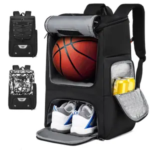 Basketball Backpack with Separate Ball Holder & Shoes Compartment Water Resistant Sports Bag for Basketball Soccer Volleyball Rugby Daily Fitness Gym Travel