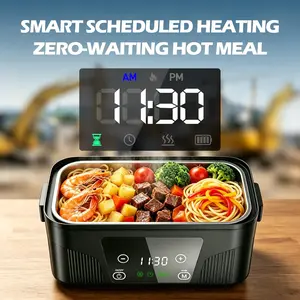 Heated Lunch Box for Men Adults, Rechargeable Electric Lunch Box Warmer, Wireless Cordless Lunchbox, Portable 6 Cups Battery Powered Food Heater 1.5L for Work Office Car