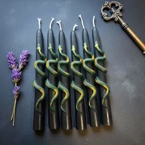 Black Snake Taper Candles, Witchy Decor, Gothic Candle Set, Tarot Altar Candles