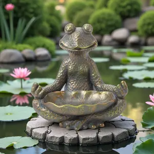 Glitzhome 14.25"H Bronze MGO Yoga Frog Statue