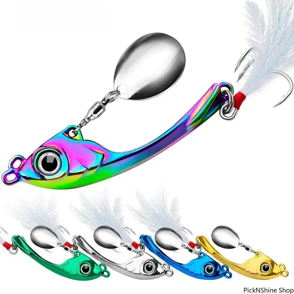 Metal Vib Spinner Bait Lure, 7g 10g 15g Rotating Spoon Wobbler, Sinking Hard Bait With Sequins, Trolling Fishing Tackle For Bass And Pike Angling