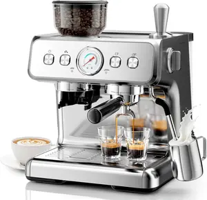 Dual Boiler Espresso Machine with Grinder, 20 Bar Expresso Coffee Machines with Milk Frother, Expresso Machines for Home, Removable Water Tank, Perfect for Cappuccino, Latte