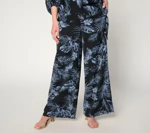 BEAUTIFUL by Lawrence Zarian Regular Printed Stretch Sateen Pull-On Pant