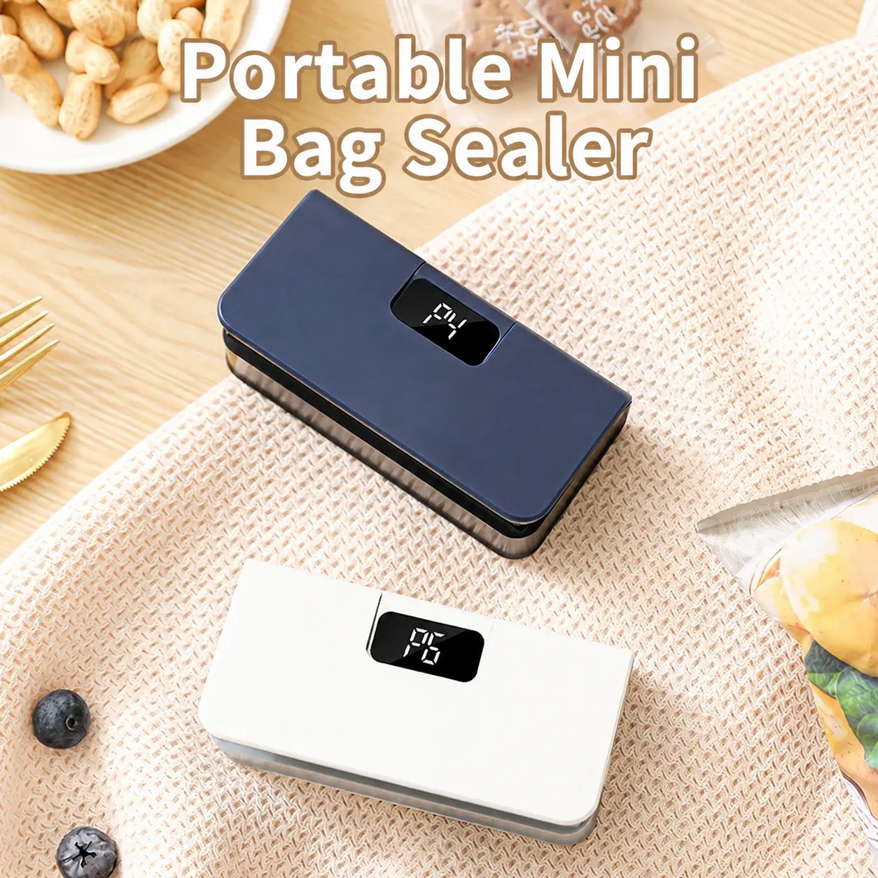 2-in-1 Rechargeable Mini Bag Sealer & Cutter, Portable Heat Sealing Machine for Chips & Snacks, Magnetic Food Resealer for College Dorm, Kitchen & Back to School
