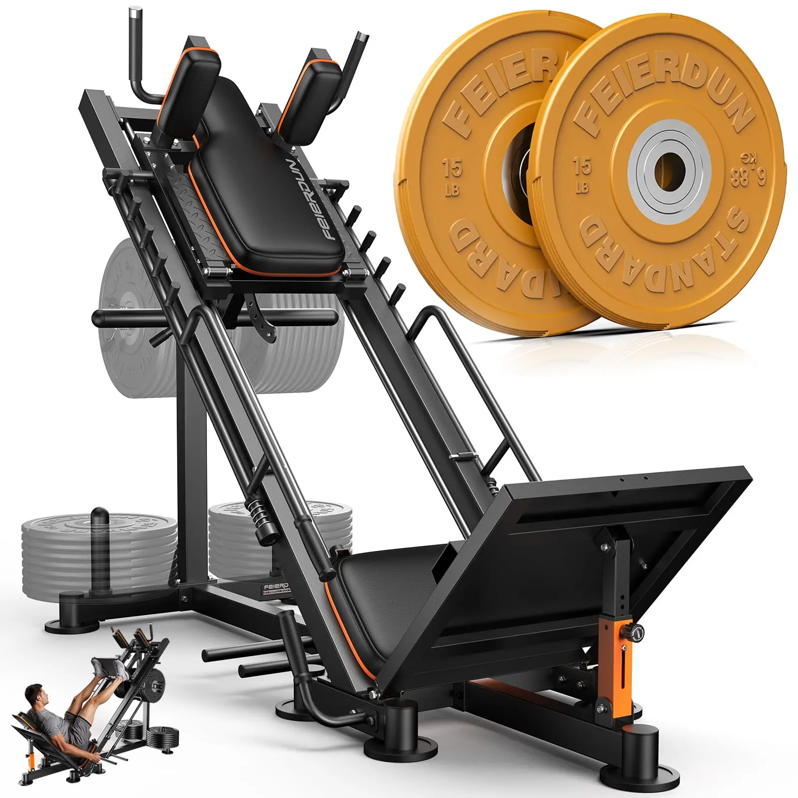 FED Fitness Feierdun Series LP1 Leg Press Machine, 3-in-1 Adjustable Hack Squat Machine for Home Gym with Linear Bearing, Leg Press Hack Squat Combo for Full Lower Body Workout