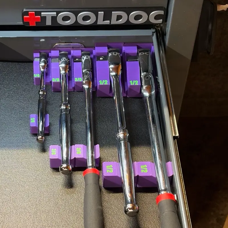 Ratchet Organizers - Edge Series - 1/4”, 3/8”, & 1/2” - Magnetic Base Tool Holder for Toolbox - Tool Organization