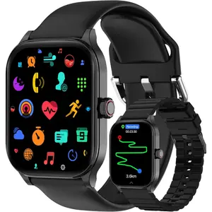 Smart Watch with Built-in GPS, 1.96" HD Display, Answer/Make Calls, 100+ Sport Modes, Heart Rate/Sleep/SpO2 Monitor, Fitness Activity Tracker for Android and iPhone, for women men (Black, 1.96")-USA