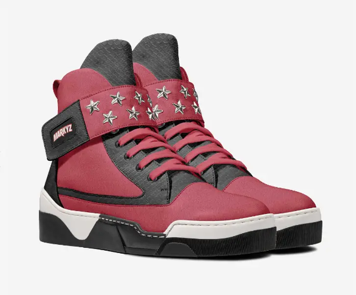 Markyz Fashion Stars Hightop Luxury Italian Red Suede Shoes by Xander Harte, Footwear Athletic Comfort Walking Shoes Sneaker Trainer