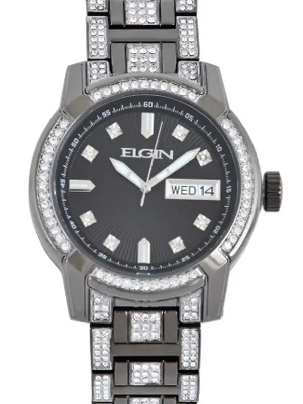 Elgin Adult Men's Analog Alloy Gunmetal 52mm Wristwatch, (FG180021)