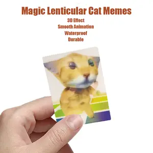 Dynamic Cat Interactive Lenticular Cat Art Sign 4 Changing Funny Cats 3D Motion Wall Decor for Cat Lovers Waterproof Durable Easter