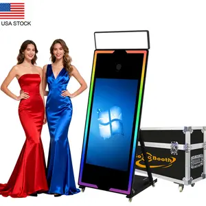 65" Magic Mirror Photo Booth with 43" Touch Screen Selfie Mirror Photo Booth Machine with Flight Case App Remote Ring Light for Event Rental Wedding & Party