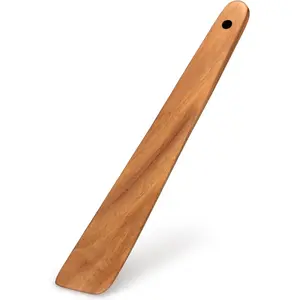 12 Inch Teak  Spatula for Cooking Non  Kitchen Utensil Scraper Spurtle Kitchen Tools Flat Wooden Egg Flipper Spatulas Turner Cooking Spoon  Spatula Turner Cast Iron Sourdough Stirrer