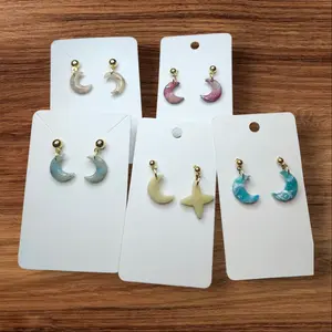 Crescent Moon Dangles with Hypoallergenic Gold Ball Studs