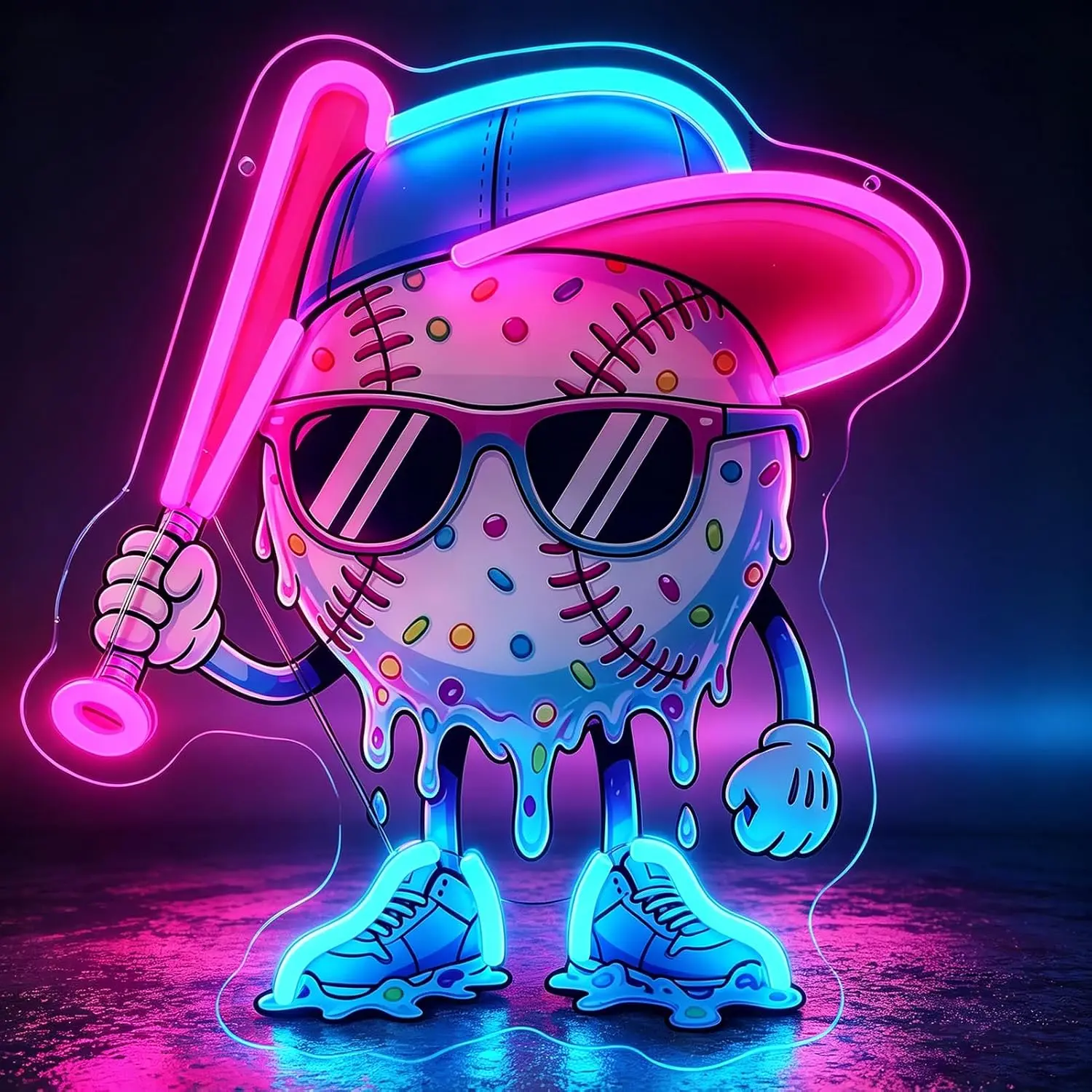 Baseball Neon Sign for Bedroom, LED Baseball Wall Decor with Cool Cartoon Light Sign, USB Powered Night Light for Boys Room Sport Club Bar Baseball Game Room Man Cave Decor