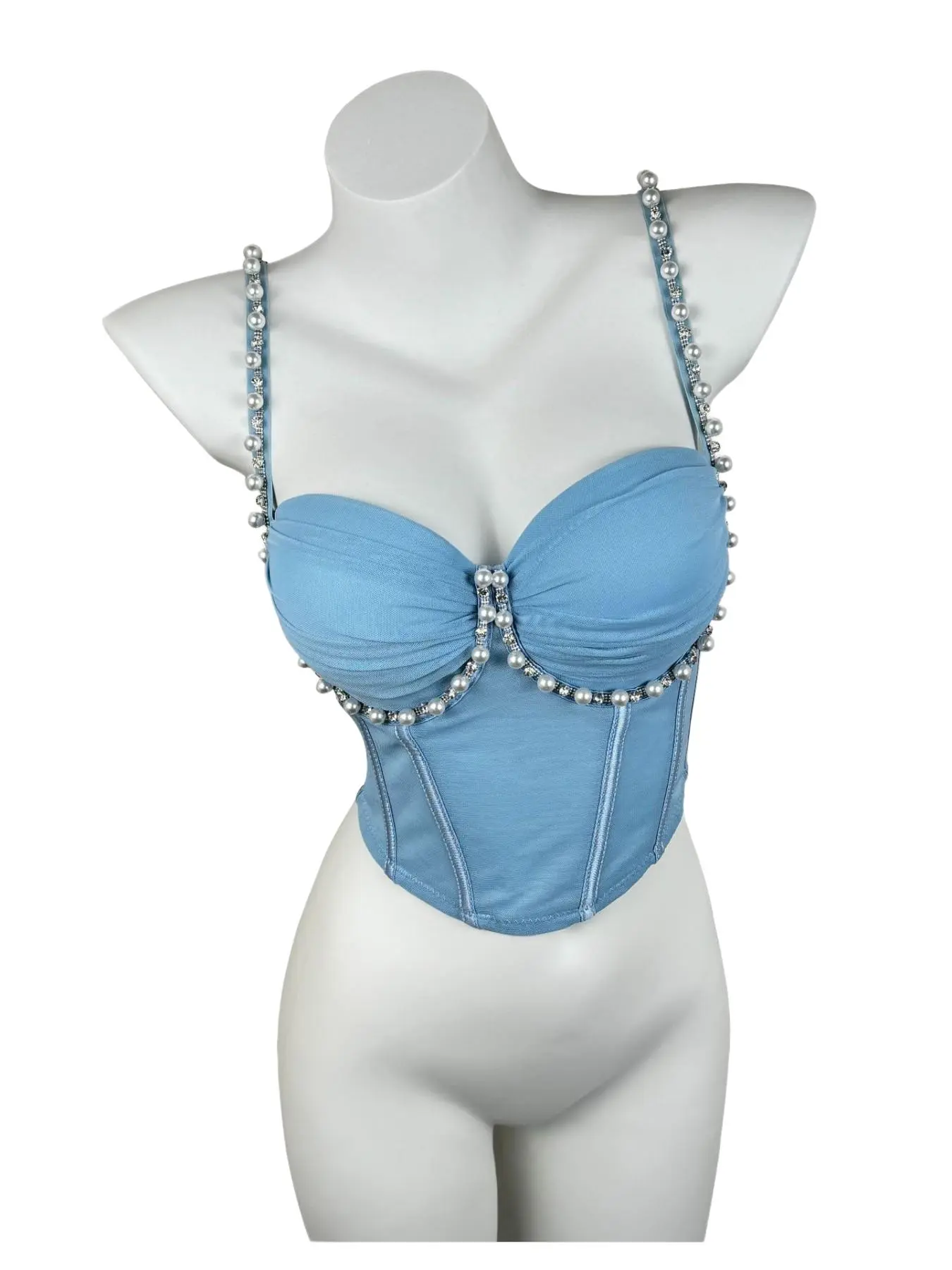 Pearl Trim Corset Top: Clean Girl Aesthetic for Summer Street Style Women Underwear
