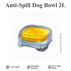 Anti Spill Dog Water Bowl, 2L Large CapacityFloating Pet Bowl, No Wet Mouth Slow Feeder,Non-Slip Splash-Proof Water Dispenser forDogs and Cats