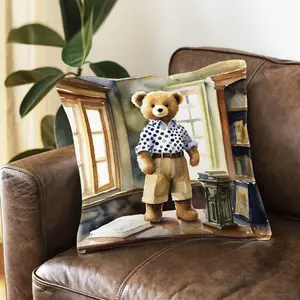 ManosMorenas PS Prep Husky Bear Pillow, Soft Furnishing Accessory, 18X18 snuggler pillows 90s