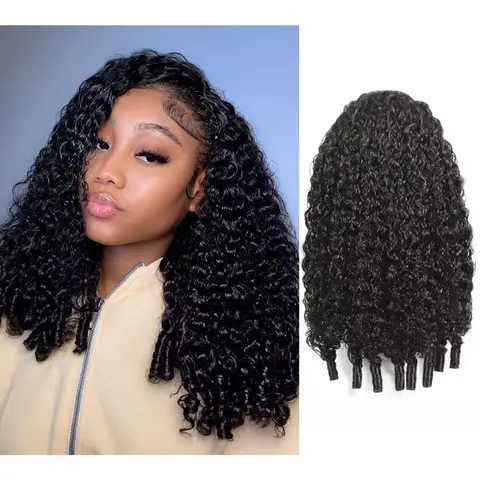 Women's 18in Black Human Hair Burmese Curly Half Wig - 3-in-1 Seamless Flip-Over Drawstring, 180% Density, Glueless Wear-and-Go, Rubber Band-Free, Beginner-Friendly, Non-Headband, Glueless Wigs