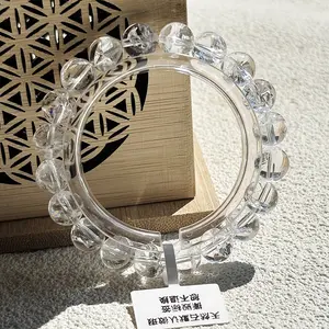 Rainbow Crack Clear Quartz Bracelet White Crystals Bangle Girl's
