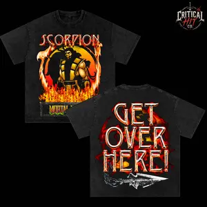 Mortal Kombat Vintage Washed Oversized T-Shirt, Sub-Zero Scorpion Raiden Reptile Graphic Tee, Retro Arcade Fighting Game Streetwear Shirt, Double Sided Heavyweight Cotton Y2K Gamer Apparel, Dragon Logo Merch, Classic Combat Tournament Collector Tee Shirt