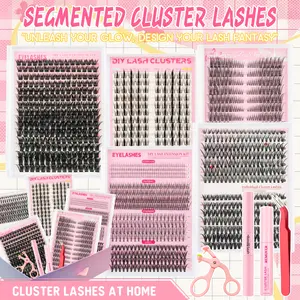 Eyelash Extension Kit, 1 Box Wispy Fluffy Individual Lash Clusters with Lash Bond & Seal, Remover, Precision Tweezers & Lash Brush, Eye Makeup Enhancement Tools for Women, Beauty Cosmetic,Versatile All-Year & Sakura Festival Makeup Natural  Flawless Set