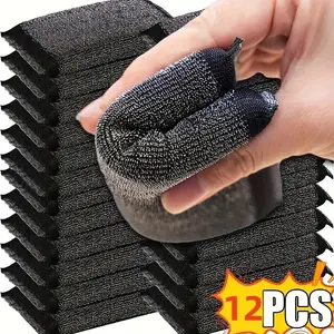 12pcs, Metal Wire Dishcloths, Premium Stainless Steel Cleaning Cloths for Kitchen And Bathroom, Durable Scouring Pads, Non-Scratch, Contemporary Style, Windshield Cleaning, Dishcloth, Durable Cleaning Supplies
