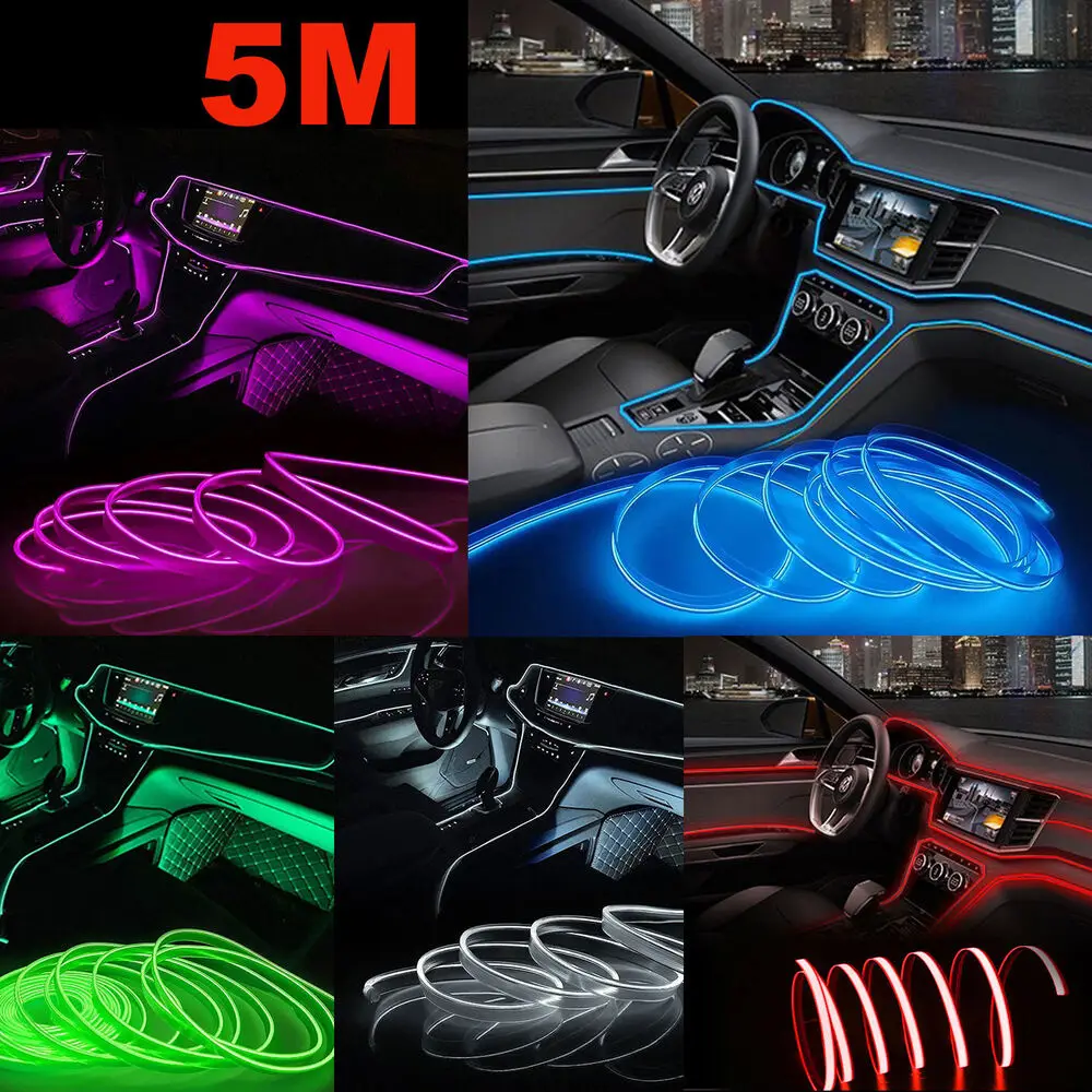 Create A Cool Ambiance In Your Car With 16FT LED Atmosphere Lights,USB-Powered Interior Ambient Lighting Kit with Fuse Protetion,USB Powered Multicolo