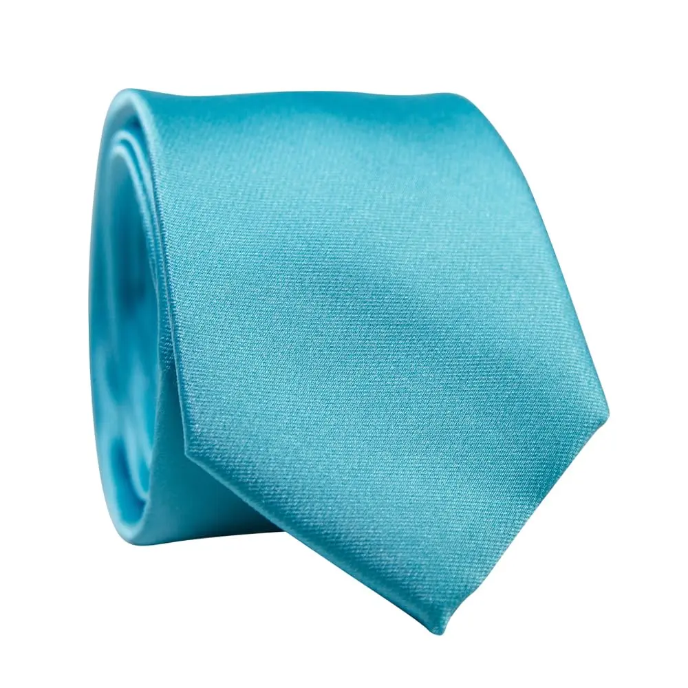 DAZI Men's Skinny Tie, Solid Satin Ties, 2.5" Wide Neckties, Solid Pure Color Formal Necktie (Turquoise)