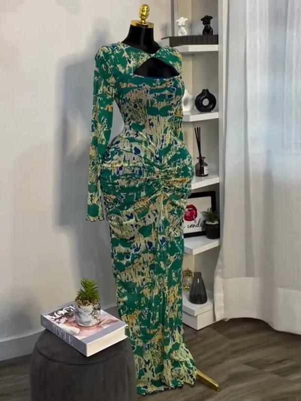 PULKRITU Women's All Over Print Cut Out Bodycon Dress, Fashion Casual Cocktail Party Dress for Daily Outdoor Wear, Women Dress for Autumn PULKRITU Women's All Over Print Cut Out Bodycon Dress, Fashion Casual Cocktail Party Dress for Daily Outdoor Wear, Women Dress for Autumn