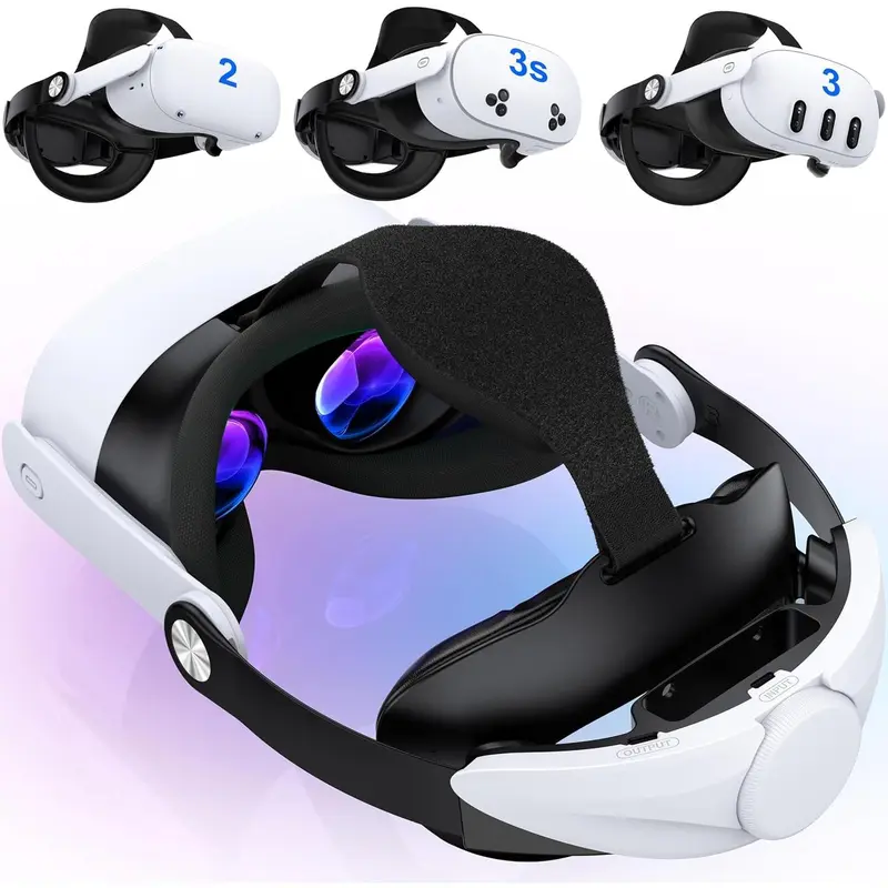 BEBONCOOL Adjustable Wearable Elite Headband Replacement with Adjustable Knobs, Padded Back of the Head & Top Soft Cushions for Meta VR Headsets (Quest 3s/3/2) & Smart Glass Eyewear, Snug Fit Support, Device Battery Not Included