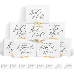 8Pack Bridesmaid Proposal Box with 8Pack Bridesmaid Cards, Matron of  Proposal  Box, Maid of  Box, Will You be My Bridesmaid Box for Bridesmaids Gifts (White)